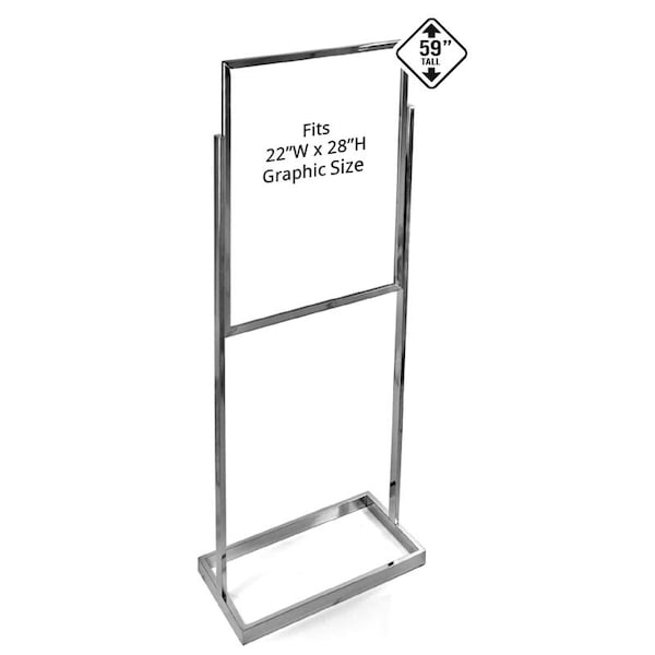 Azar Displays Chrome Panel Poster Stand on Wide Base 300701 - main
